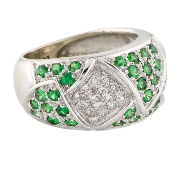 WOW 14k Diamond & Tsavorite Pinky Ring 3.75 - Picture 3 of 7